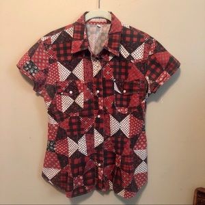 Vintage Pearl Snap Western Rockabilly Shirt